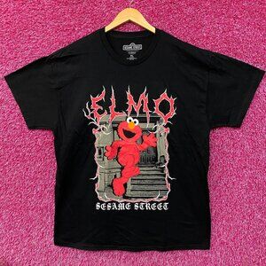 Sesame Street Elmo Death Metal Style Graphic T-shirt XL